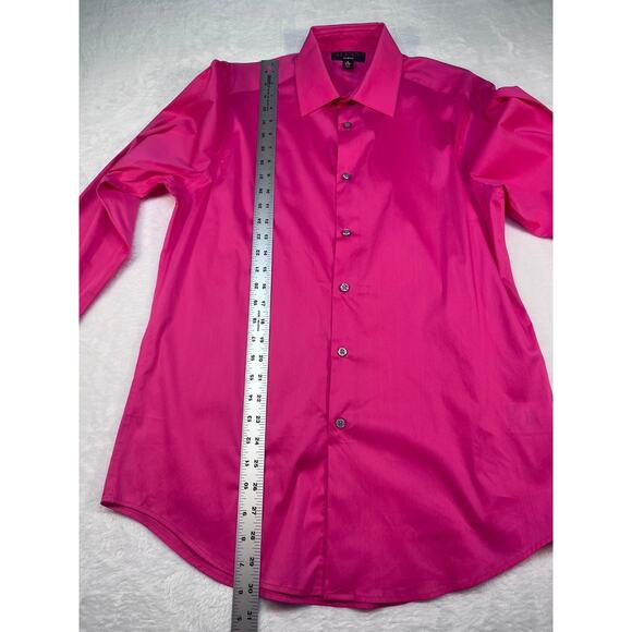 Aleani Slim Fit Mens Dress Shirt Long Sleeve Size M 15-15.5 Hot Pink (0085) - Picture 4 of 6